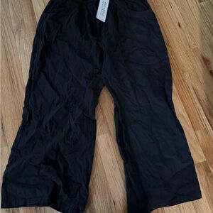 Black Wide-Leg linen Pants